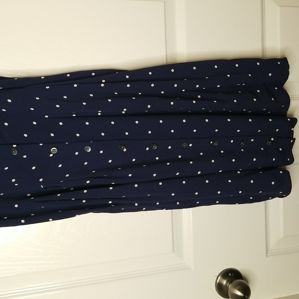 Madewell Sleeveless Blue White Polka Dot Flutter Strap Square Neck Mini Dress - Picture 5 of 14